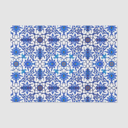 Art Nouveau Chinese Tile - Cobalt Blue & White Tissuepapier (Voorkant)