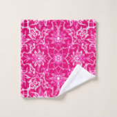 Art Nouveau Chinese Tile, Fuchsia Pink Bad Handdoek (Wasdoekje)