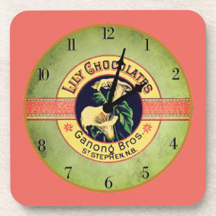 Art nouveau chocolade klok reclame onderzetter