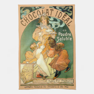  Art Nouveau Chocolate en Alphonse Mucha Theedoek
