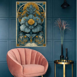 Art Nouveau Circus Poster in Blue and Yellow