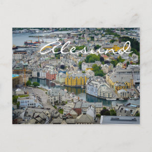 Art Nouveau City Alesund, briefkaart Noorse tekst