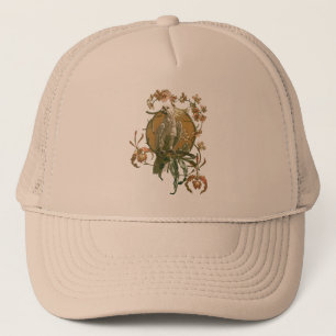  Art Nouveau, Cockato Bird, Orchid Flowers Trucker Pet