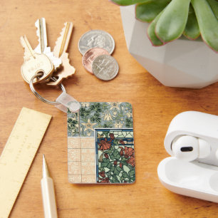  Art Nouveau, Columbine Aquilegia Flowers Sleutelhanger