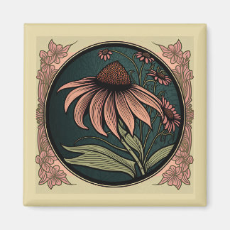 Art Nouveau Coneflower Magnet Magneet