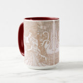  Art Nouveau Cream Bloemen Vrouw & Zwanen Mok (Voorkant links)