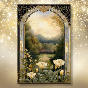 Art Nouveau Cream Bloemenblauw n Goud Ephemera 2A Tissuepapier