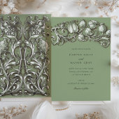 Art Nouveau Cream Elegance Bruiloft Kaart