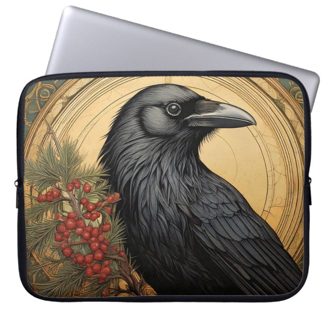 Art Nouveau Crow-laptoptas Laptop Sleeve (Voorkant)