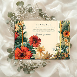 Art Nouveau Daisy Frame Bruiloft Bedankkaart