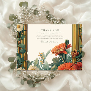 Art Nouveau Daisy Gerbera Floral Lijst bruiloft Bedankkaart