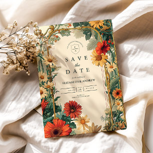 Art Nouveau Daisy Lijst bruiloft Save The Date
