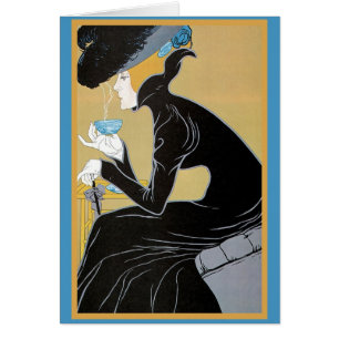Art Nouveau Dame Drink Tea