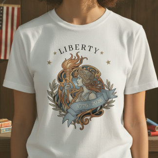 Art Nouveau Dame Liberty USA 250 Motief ID1303 T-shirt
