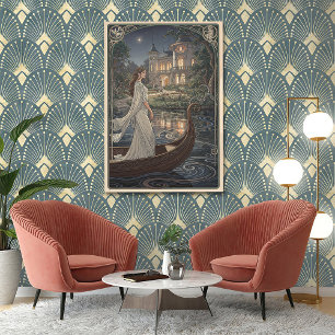 Art Nouveau Dame van het Meer Poster