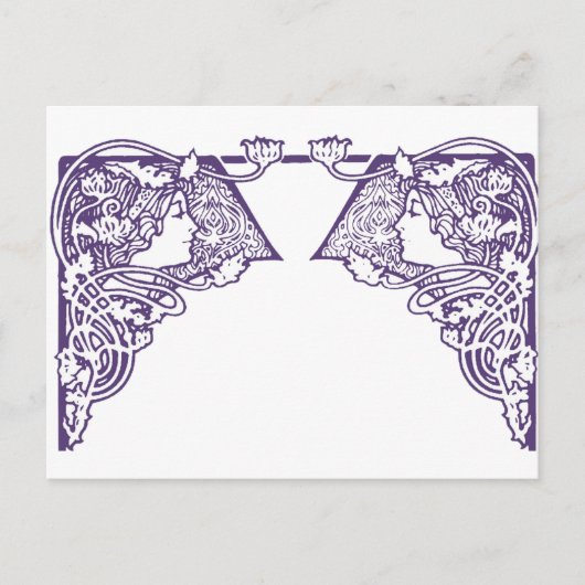  Art Nouveau-dames Briefkaart (Voorkant)