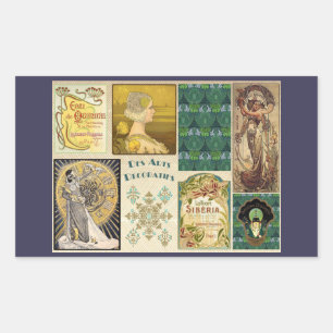 Art Nouveau Dames Rechthoekige Sticker