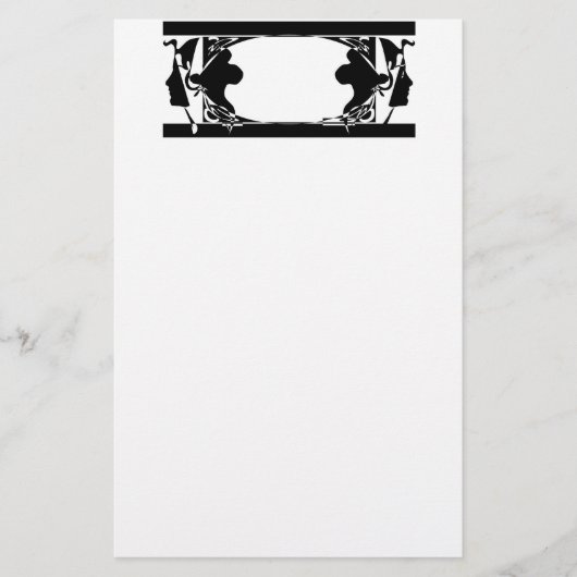 Art Nouveau Dames Silouette Briefpapier (Voorkant)