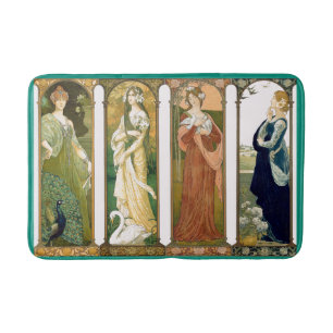 Art Nouveau Dames Swan Peacock Dove Birds Bathmat Badmat
