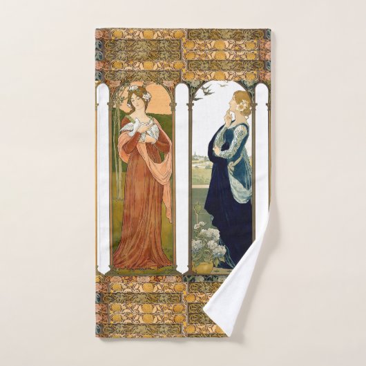 Art Nouveau Dames Vods Flowers Bath Towel Set Bad Handdoek (Handdoek)