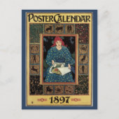 Art Nouveau, damesboek dat astrologie leest Briefkaart (Voorkant)