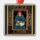 Art Nouveau, damesboek dat astrologie leest Metalen Ornament (Voorkant)