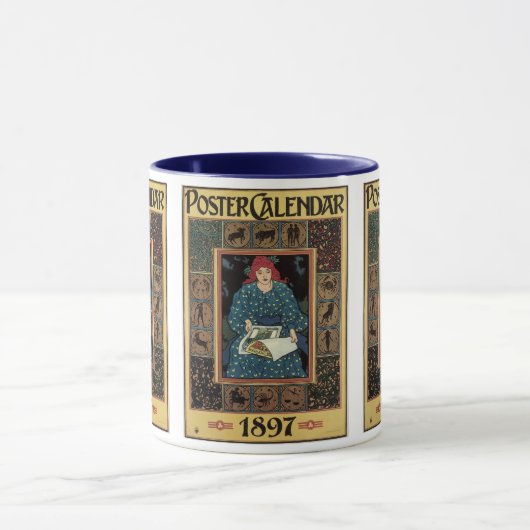  Art Nouveau, damesboek dat astrologie leest Mok (Midden)