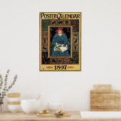  Art Nouveau, damesboek dat astrologie leest Poster (Keuken)