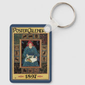 Art Nouveau, damesboek dat astrologie leest Sleutelhanger (Achterkant)