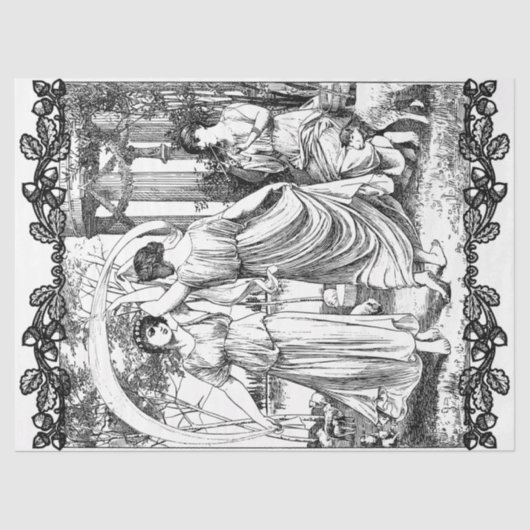 Art Nouveau Damesdansende deduplicatiedocument Tissuepapier (Voorkant)