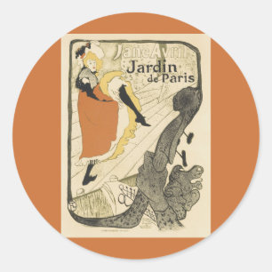 Art Nouveau Dancer Jane Avril, Toulouse Lautrec Ronde Sticker