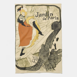 Art Nouveau Danseres Jane Avril door Toulouse Laut Theedoek
