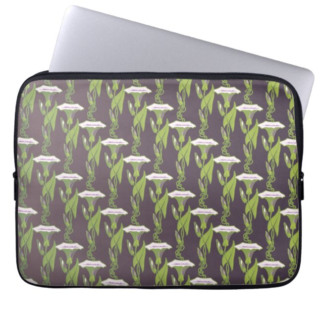Art Nouveau dark Ipomoea behang Laptop Sleeve (Voorkant)