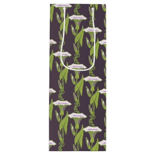 Art Nouveau dark Ipomoea behang Wijn Cadeautas (Voorkant)