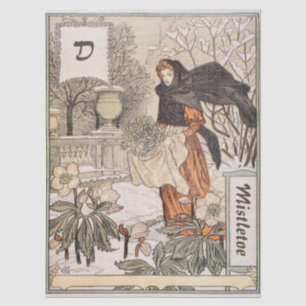 Art Nouveau December Wintertuin Illustratie Tissuepapier