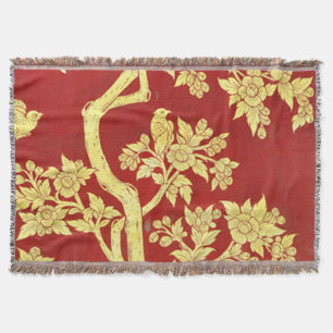 art nouveau,deco,asian,goud,rood,,rustig,flo deken