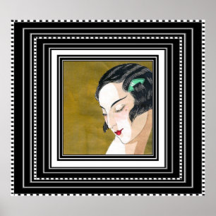 Art Nouveau Deco Elegante Dame Vintage Poster
