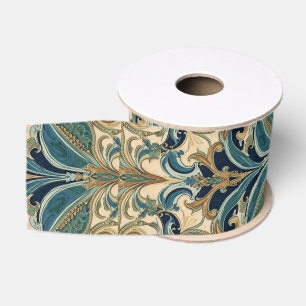Art Nouveau Deco Majolica Bloem Ambachtslieden Vin Grosgrain Lint