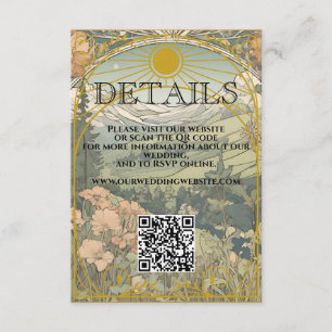 Art Nouveau Deco QR Code Trouwgegevens Informatiekaartje