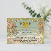  Art Nouveau Deco QR Code Trouwwebsite RSVP Kaartje (Staand voorkant)