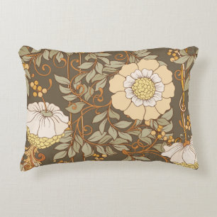 Art Nouveau: Decoratieve Bloemen Vintage. Accent Kussen