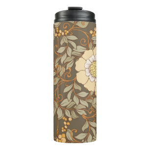 Art Nouveau: Decoratieve Bloemen Vintage. Thermosbeker