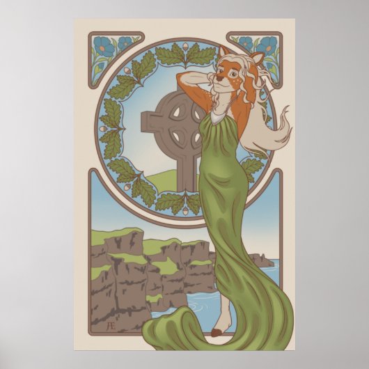Art Nouveau Deer Furry Poster (Devant)