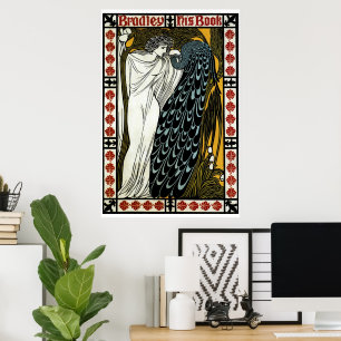  Art Nouveau Deze Kus, Vrouw met Peacock Poster