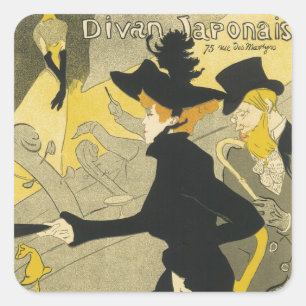 Art Nouveau, Divan Japonais door Toulouse Lautrec Vierkante Sticker