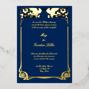 Art Nouveau Doves Border Folie Uitnodiging