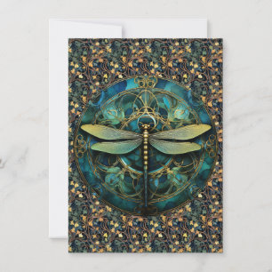 Art Nouveau Dragonfly op Note Kaart
