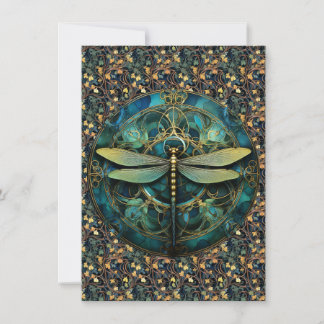 Art Nouveau Dragonfly op Note Kaart