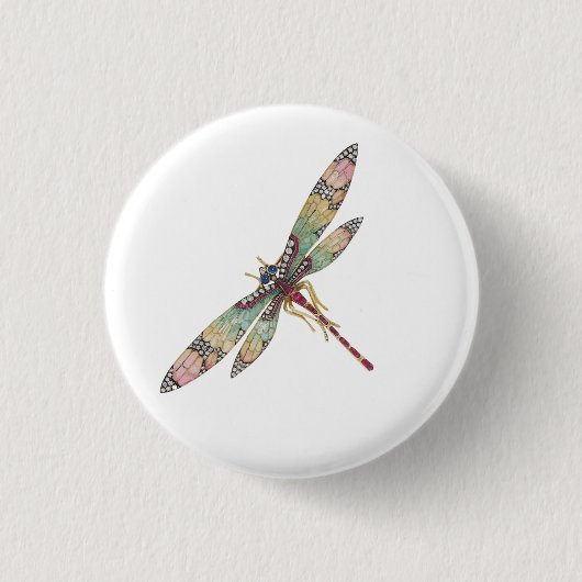 Art Nouveau Dragonfly  Ronde Button 3,2 Cm (Voorkant)