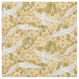 Art Nouveau Duiven en Lelies Patroon Stof